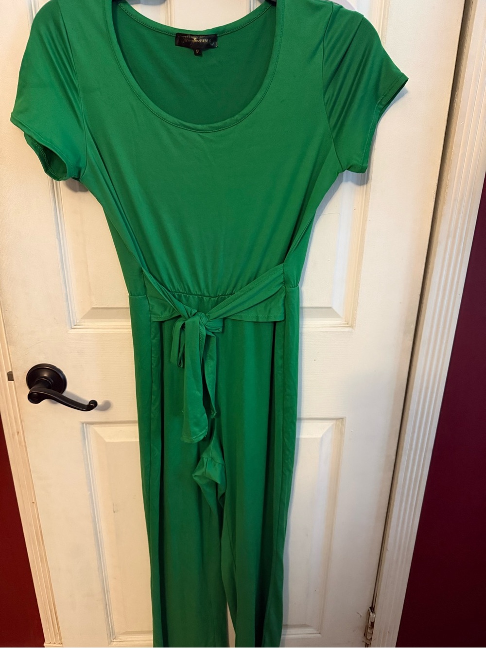 Scoop Neck Emerald Green Tie-Waist jumpsuit